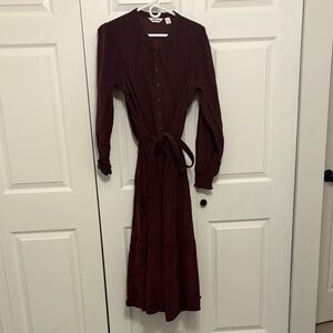 Lands' End Deep Red Long Sleeve Dress